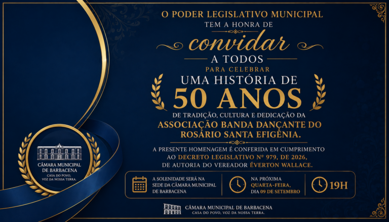 Meio século de cultura e tradição: Câmara homenageia Banda Dançante do Rosário Santa Efigênia