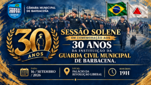 Sessão Solene celebrará os 30 anos da Guarda Civil Municipal de Barbacena
